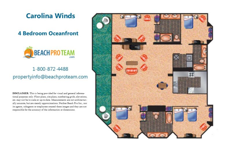 Carolina Winds Floor Plan - 4 Bedroom Oceanfront Penthouse